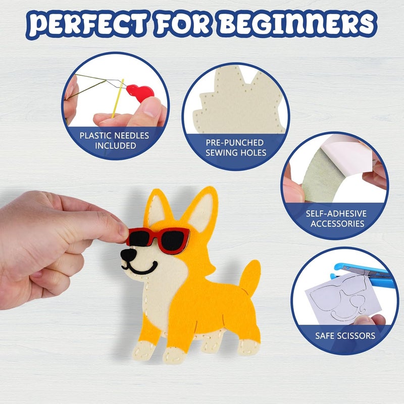 Garma Puppy Sewing Kit for Kids - 10 in 1 Pet Kids Sewing Crafts Kit for Beginners - Mini Sewing Kits for Kid 5-8 8-12 - Easy Sew Your Own Felt Animals DIY Craft Set for Boys & Girls Birthday - Image 3